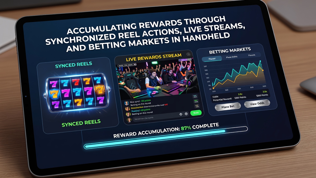 Close-up of a smartphone screen showing integrated live stream, betting odds, and accumulating reward counters during synchronized play