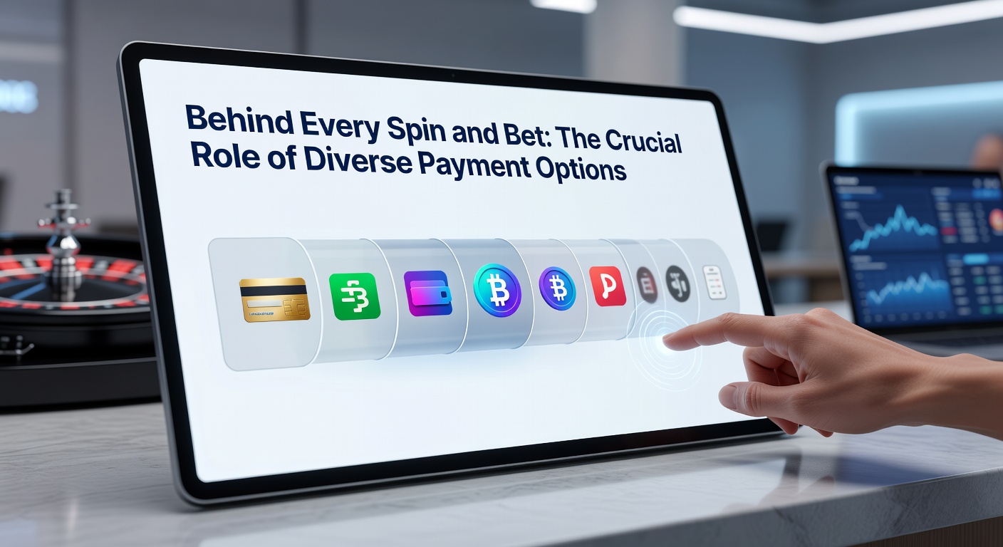 Infographic depicting global payment method usage stats with pie charts for cards, e-wallets, crypto, and mobile payments in online gaming, overlaid on casino game screenshots