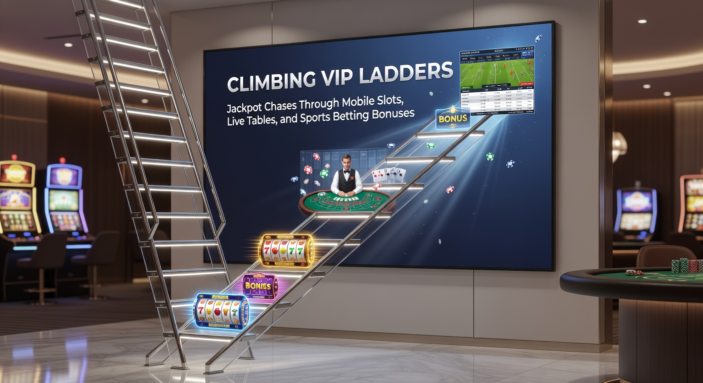 Dynamic scene of a player at a live dealer table chasing high-stakes jackpots with VIP bonuses overlaid