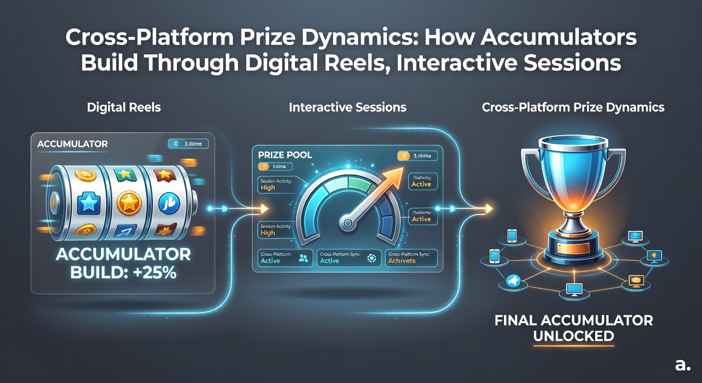 Visual representation of accumulator meters progressing across sports betting interfaces and digital reel displays