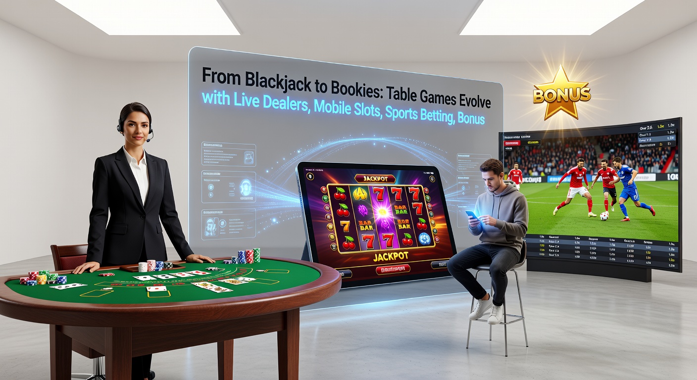 Vibrant montage of sports betting odds scrolling on a mobile screen next to a live dealer poker game and slot reels, symbolizing the convergence of casino and sportsbook worlds