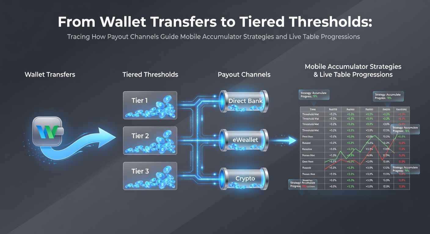 Diagram showing wallet transfers connecting to mobile accumulator bets and live table thresholds