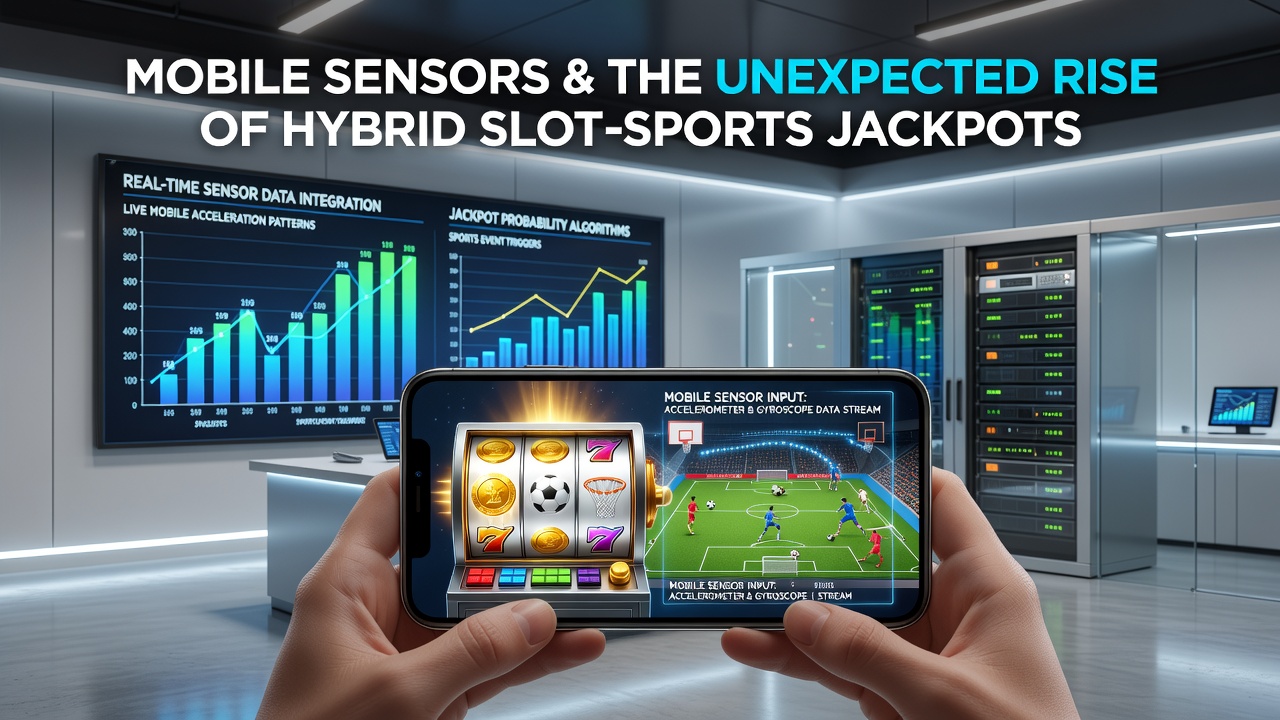 Mobile phone displaying hybrid slot and sports betting interface with sensor indicators