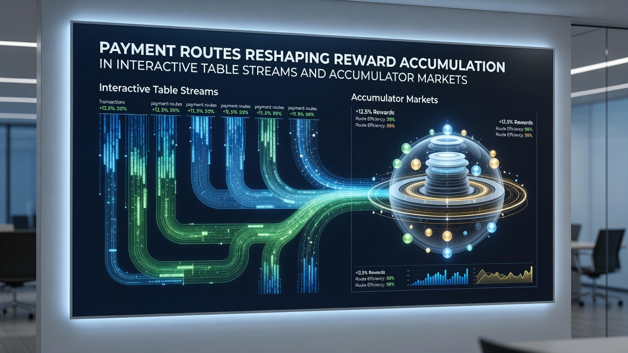 Accumulator markets showing reward accumulation influenced by varied payment processing routes