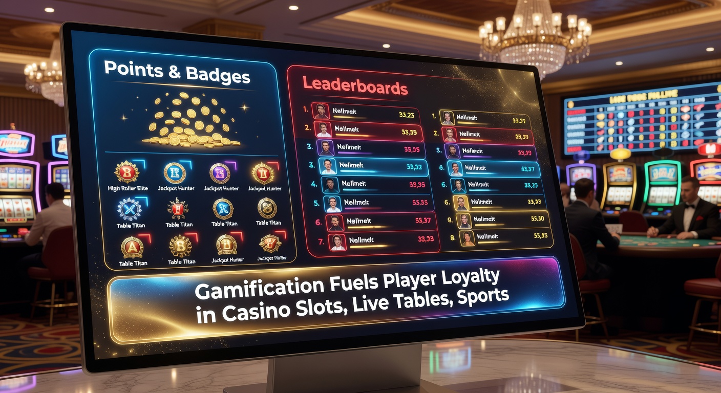 Close-up of a leaderboard on a mobile device, showing top players' avatars with badges and point totals next to sports odds and slot reels