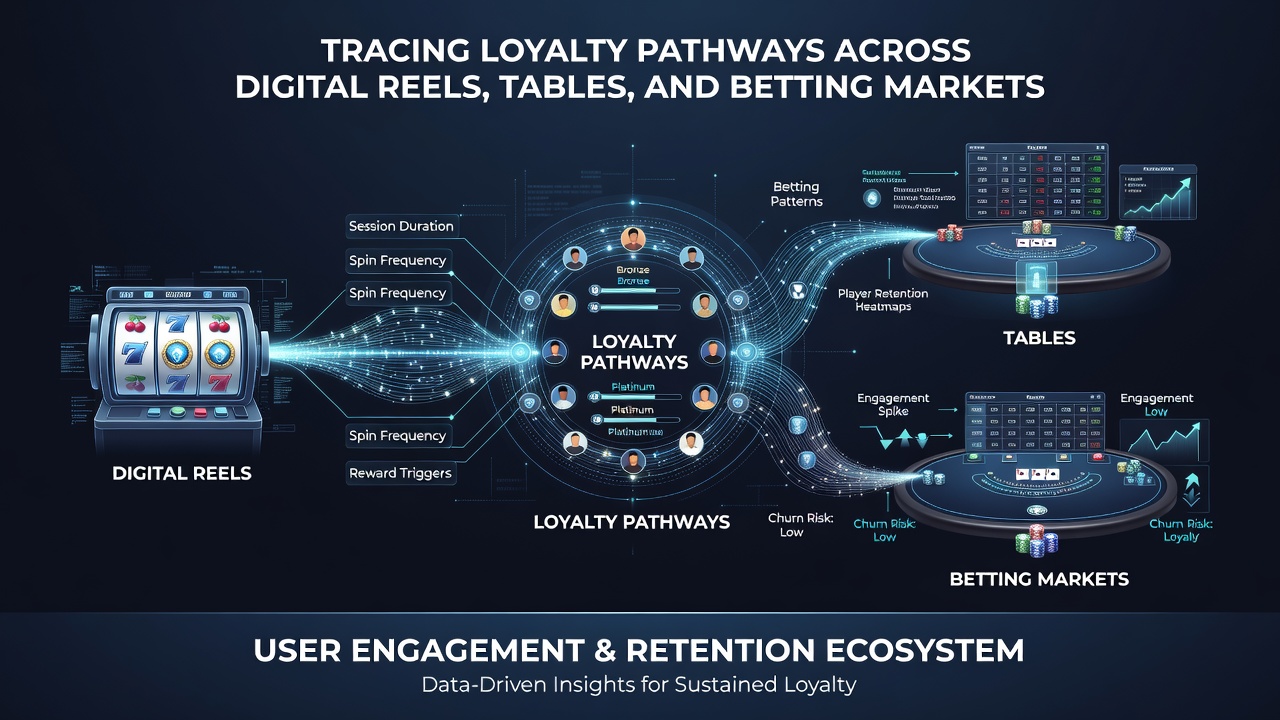 Visual representation of VIP tier progression linking slots, live tables, and sports betting markets